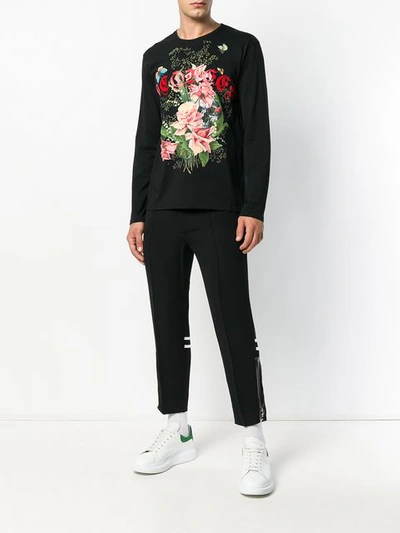 Shop Alexander Mcqueen Logo Floral Print Sweatshirt - Black
