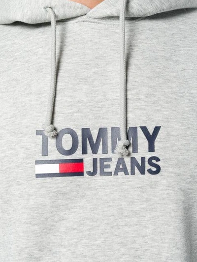 Shop Tommy Jeans Logo Hooded Sweatshirt In Grey