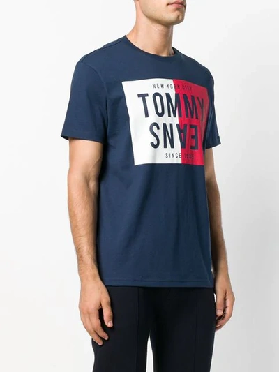 Shop Tommy Jeans Logo Colour-block T-shirt - Blue
