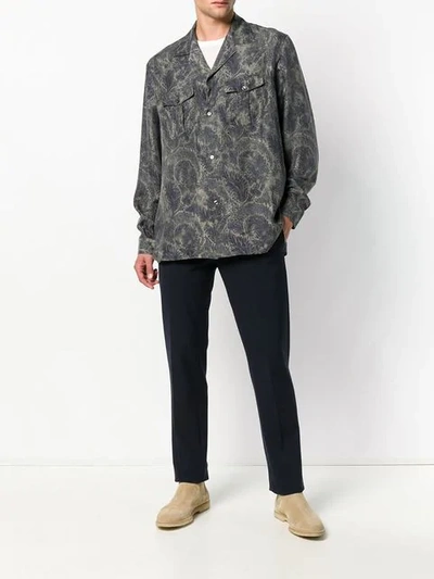 Shop Etro Floral Print Shirt In Grey