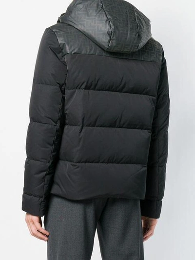Shop Fendi Padded Hooded Coat - Black