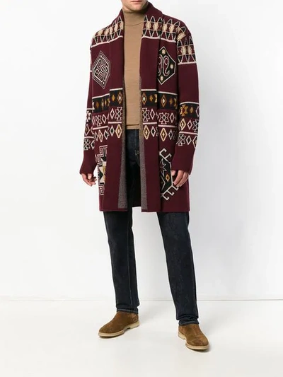 Shop Etro Knitted Coat - Red