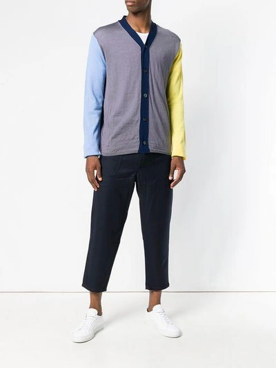 Shop Comme Des Garçons Shirt Colour-block Fitted Cardigan - Grey