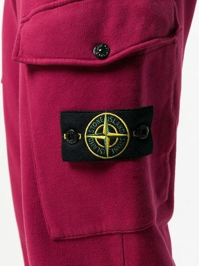 Shop Stone Island Cargo Track Pants In Pink