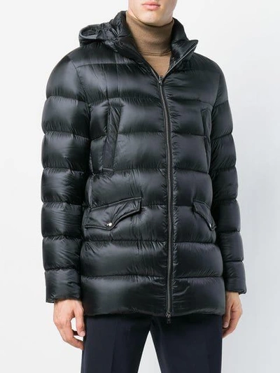 Shop Herno Padded Hooded Coat - Black
