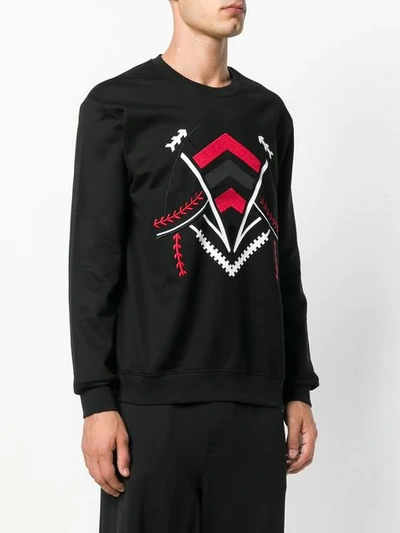 Shop Les Hommes Embroidered Patch Sweater In Black