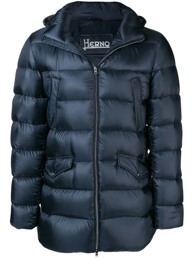 Shop Herno Padded Hooded Coat - Blue