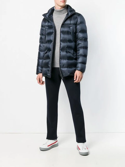 Shop Herno Padded Hooded Coat - Blue