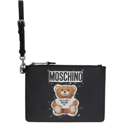 Shop Moschino Black Teddy Bear Pouch In A1555 Black