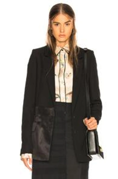 Shop Haider Ackermann Contrast Detail Blazer In Calder Black & Clasp Black