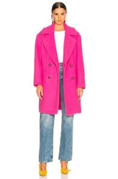 Shop Msgm Boucle Coat In Pink