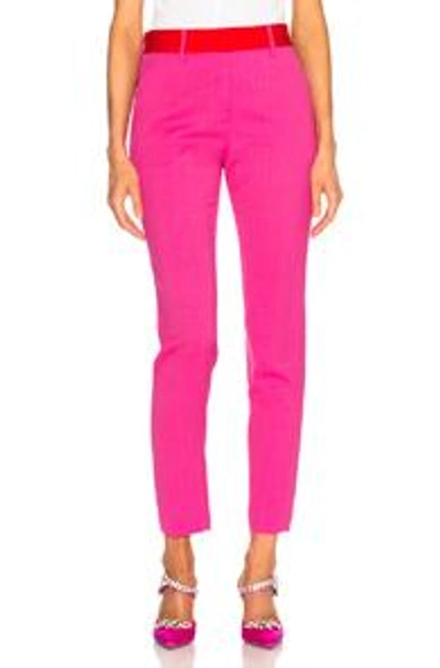 Shop Msgm Slim Trousers In Pink