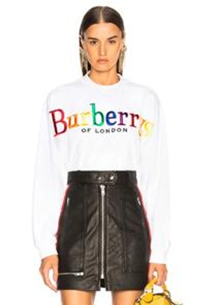 Shop Burberry Rainbow Logo Terry Sweatshirt In White