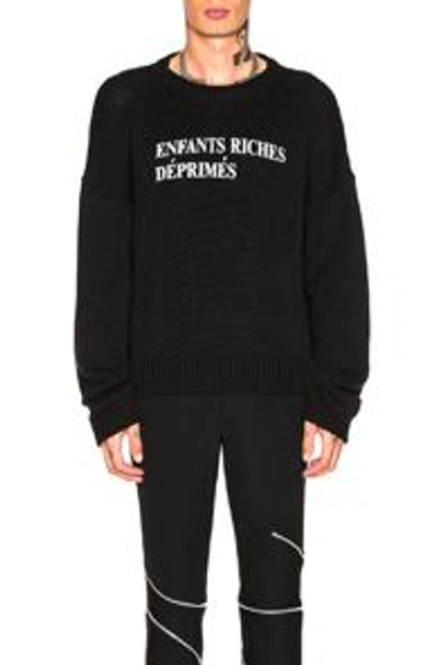 Shop Enfants Riches Deprimes M Merino Wool Logo Crewneck Sweatshirt In Black