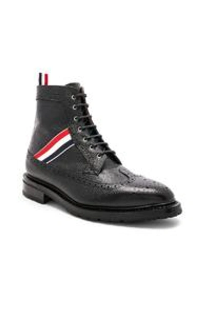 Shop Thom Browne Pebble Grain Longwing Boots In Black