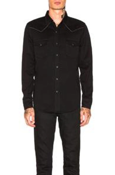 Shop Saint Laurent Classic Western Shirt In Black. In Black Rinse
