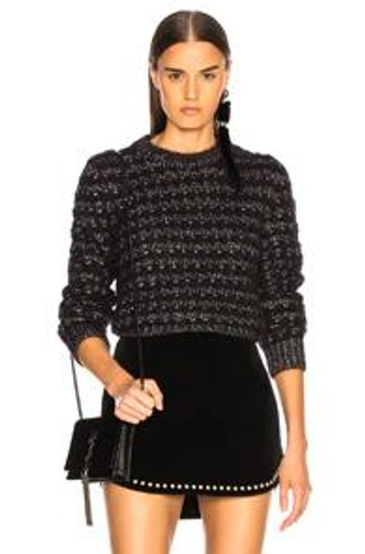 Shop Saint Laurent Lurex Striped Sweater In Black,metallic,stripes. In Black & Silver