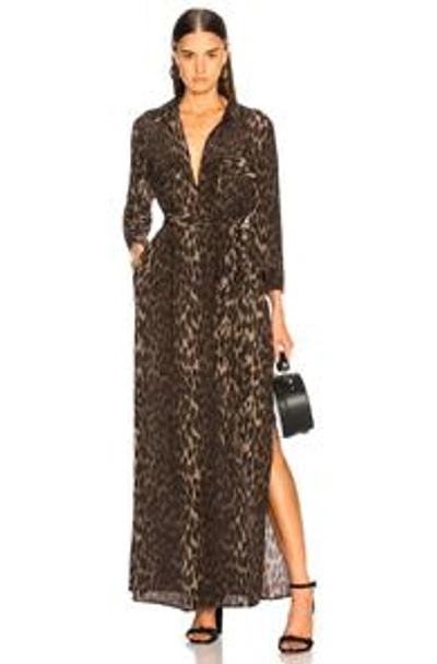 Shop L Agence L'agence Cameron Long Shirt Dress In Brown