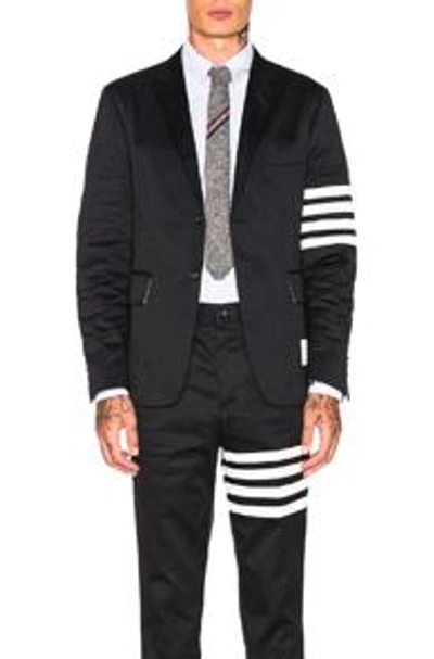 Shop Thom Browne Cotton Twill 4 Bar Unconstructed Jacket In Navy