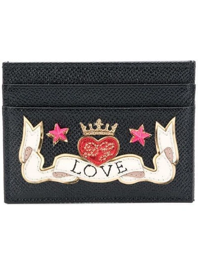 Shop Dolce & Gabbana Love Patch Card Case In Black