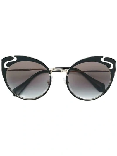 Shop Miu Miu Eyewear Cat-eye Frame Sungalsses - Black