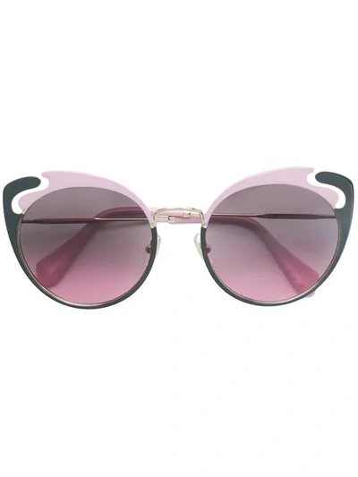 Shop Miu Miu Cat-eye Frame Sunglasses In Metallic