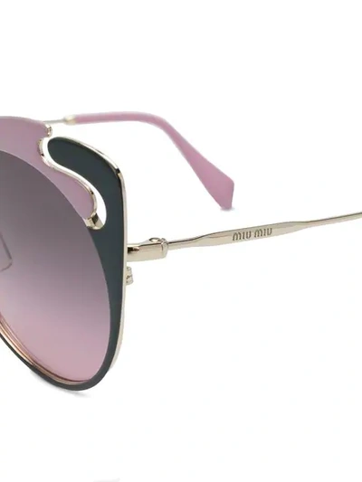 Shop Miu Miu Cat-eye Frame Sunglasses In Metallic