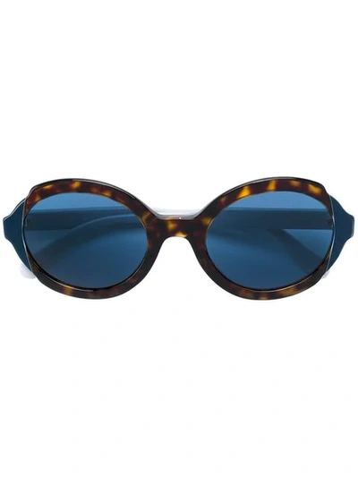 Shop Prada Tortoiseshell-effect Round Frame Sunglasses In Brown