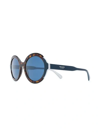 Shop Prada Tortoiseshell-effect Round Frame Sunglasses In Brown