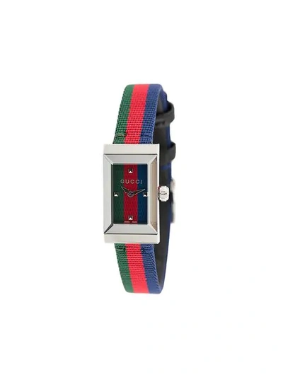 Shop Gucci Striped Analog Watch In Red