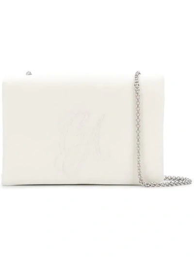 Shop Giorgio Armani Logo Embroidered Shoulder Bag In White