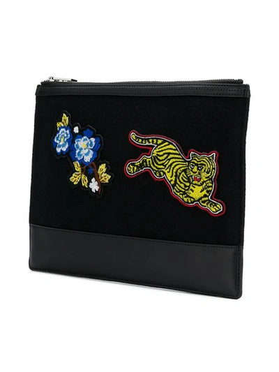 Shop Kenzo Logo Embroidered Clutch In Black