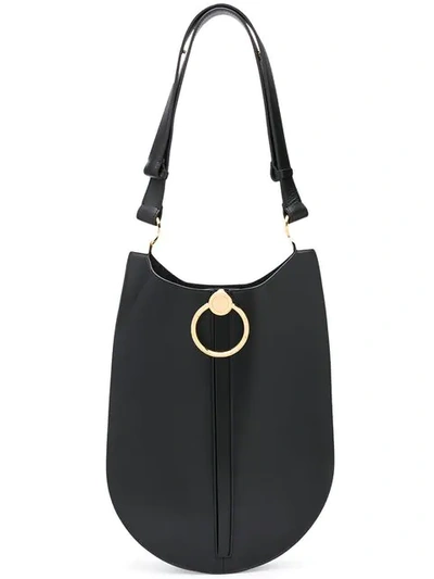 Shop Marni Curved Flat Shoulder Bag In Black