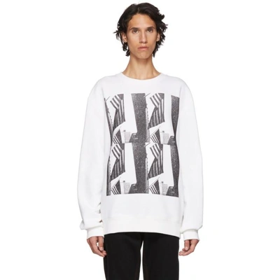 Shop Calvin Klein 205w39nyc White American Flag And Buildings Sweatshirt In 101 White