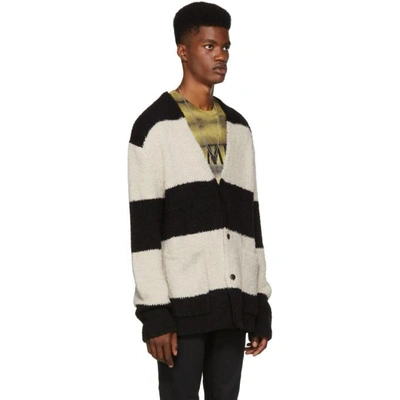 Shop Amiri Grey And Black Wool Cardigan In Blw Blk/wht