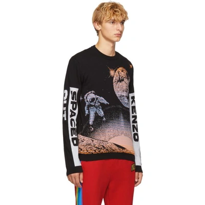 Shop Kenzo Black 'spaced Out' Crewneck Sweater In 99 Black