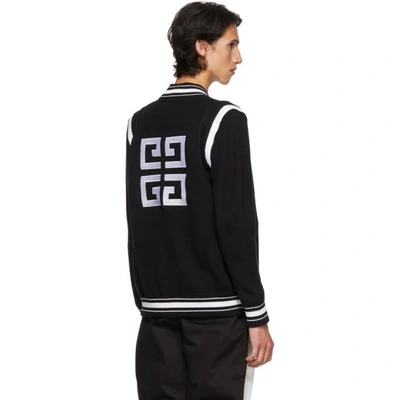 Shop Givenchy Black Logo Varsity Bomber Jacket In 001 Black