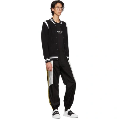 Shop Givenchy Black Logo Varsity Bomber Jacket In 001 Black