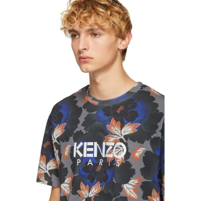 Shop Kenzo Grey Indonesian Flower Straight T-shirt In 98anthracit
