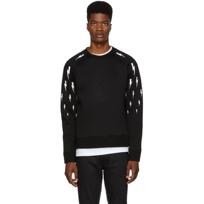Shop Neil Barrett Black Multi Lightning Sweatshirt In 524 Blkwht