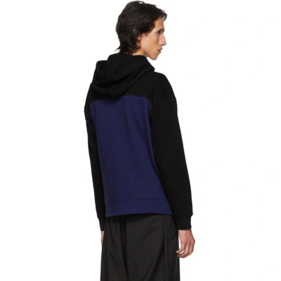 Shop Givenchy Black And Blue Upside Down Logo Hoodie In 012 Blk/blu