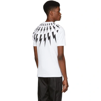 Shop Neil Barrett White Multi Lightning Bolt Logo T-shirt In 526 Blkwht