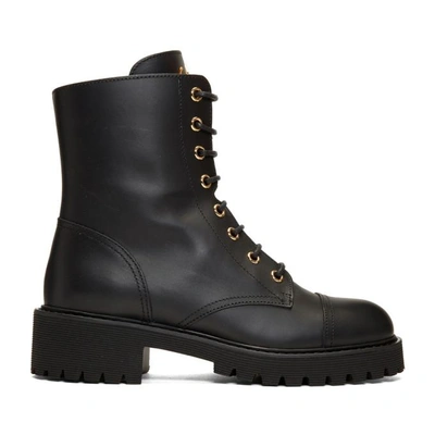 Shop Giuseppe Zanotti Black Combat Boots