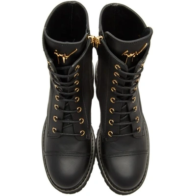 Shop Giuseppe Zanotti Black Combat Boots