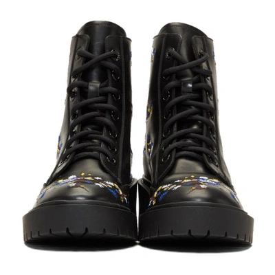 Shop Kenzo Black Floral Pike Boots In 99 Black