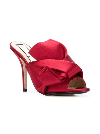 Shop N°21 Satin Folded Detail Sandals In Red