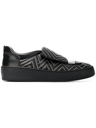 Shop Sergio Rossi Studded Skater Sneakers In Black