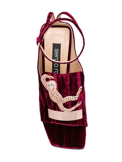 Shop Sergio Rossi Embellished Velvet Sandals In Red
