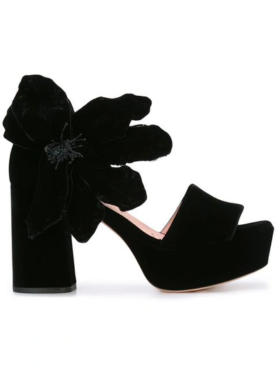 Shop Rochas Velvet Open Toe Platform Sandals - Black