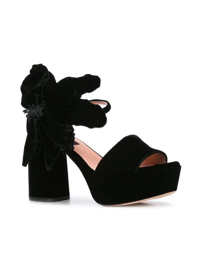 Shop Rochas Velvet Open Toe Platform Sandals - Black